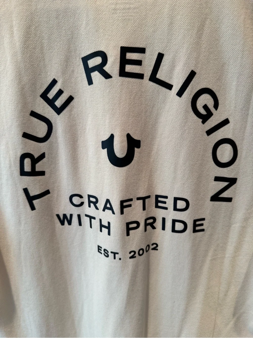True Religion Men’s Cream Polo with Black Accents